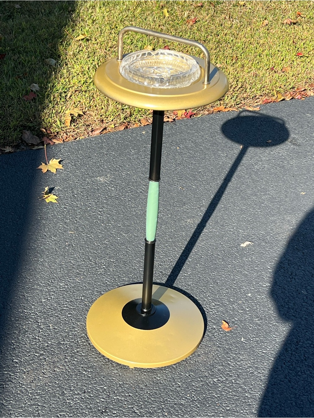 Mid-Century Style Standing Ashtray with Glass Ashtray